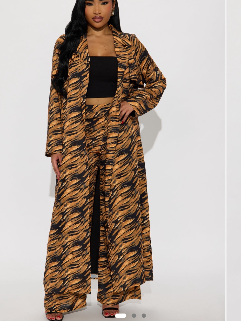Fashion nova Savage Stroll Women's Orange Tiger-Print Wide Leg Pants